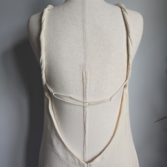 Zara, New Ivory Linen Blend Twist Strap Strappy Open Back Maxi Dress Size XXL - Picture 8 of 13